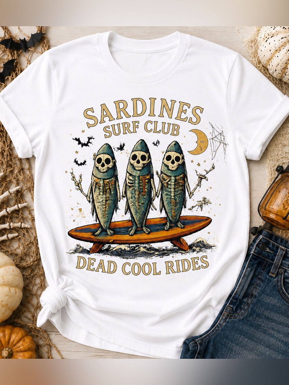 Halloween Sardines Surf Club T-Shirt.